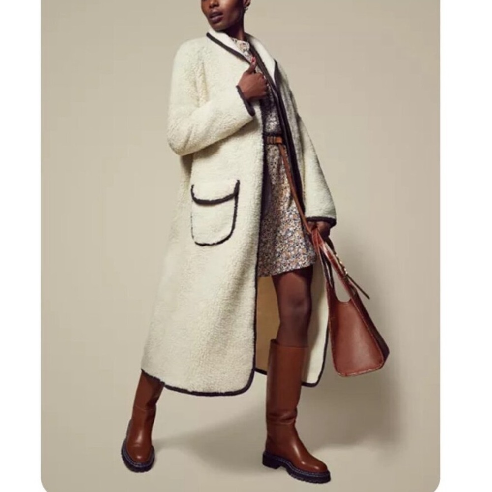 Free People Irresistable Teddy Faux Sherpa Fleece Cardi Maxi Duster Coat Jacket - Picture 12 of 16